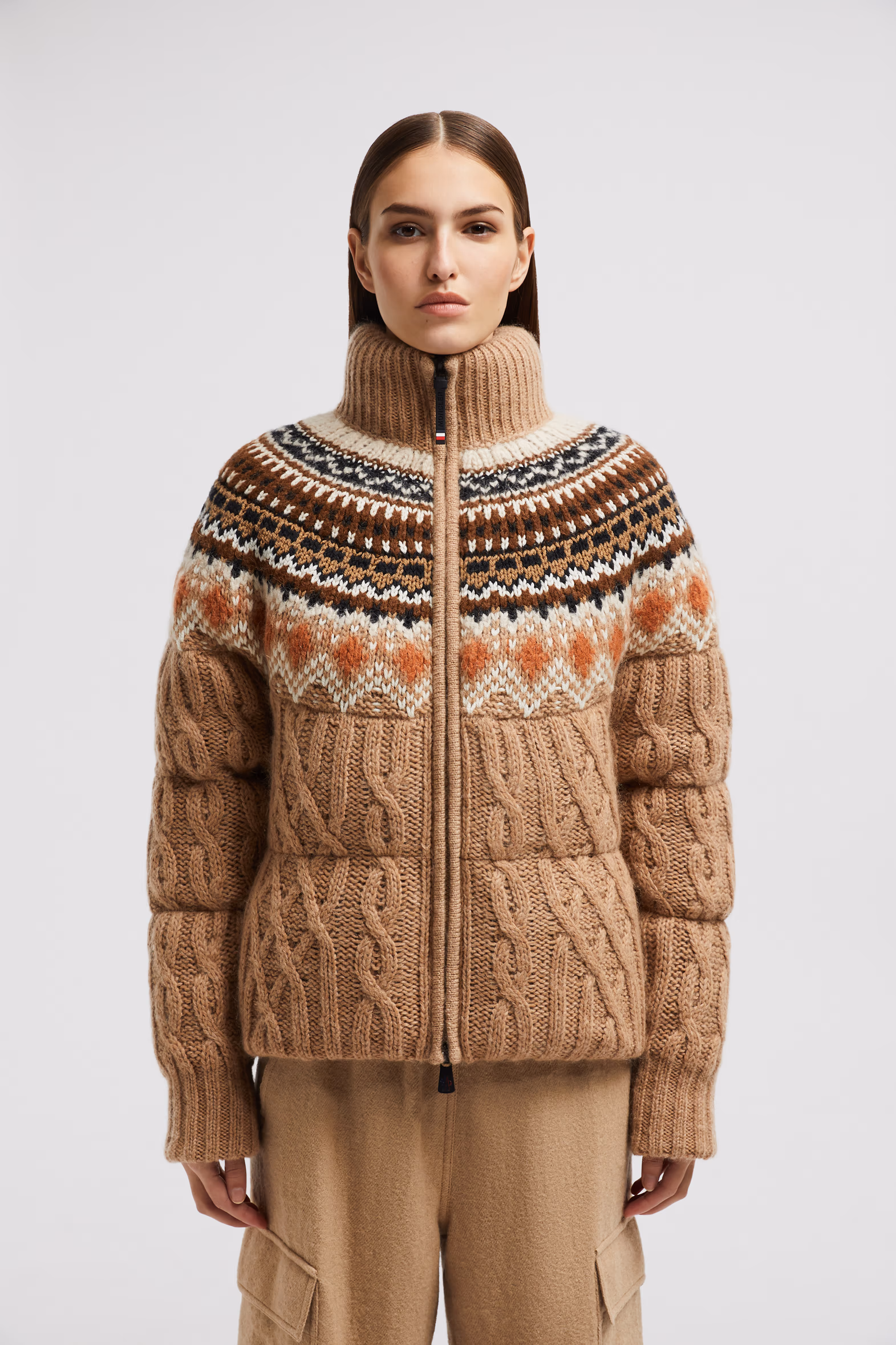 Wool, Mohair & Alpaca Short Down Jacket Women Multicolour Moncler 3